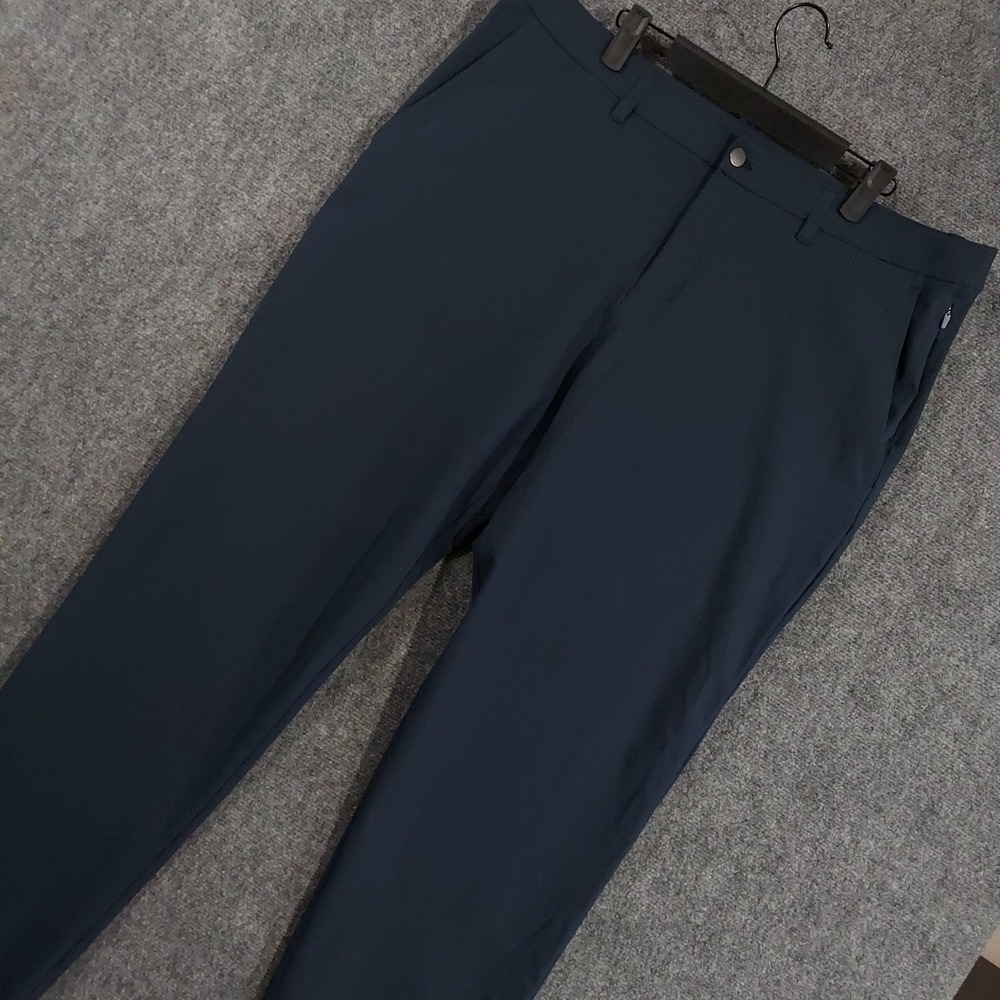 Lululemon Commission Slim Pant Mens 38 Navy Blue Warpstreme LM5AOSS 30 Inseam